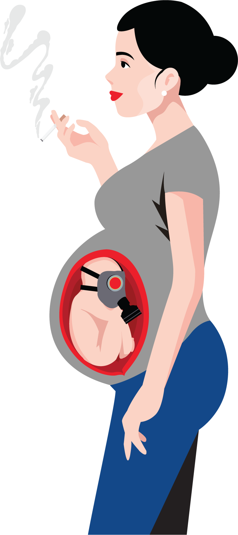 Kobieta w ciąży paląca papierosy